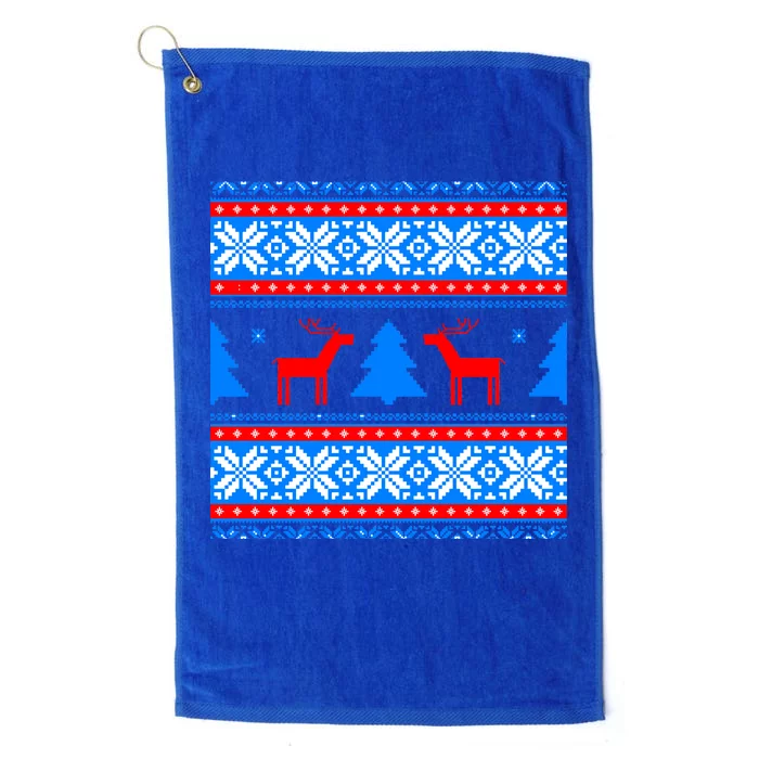 Ugly Reindeer Christmas Sweater Platinum Collection Golf Towel