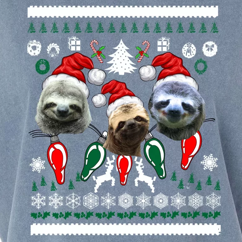 Ugly Sloth Christmas Sweater Garment-Dyed Women's Muscle Tee