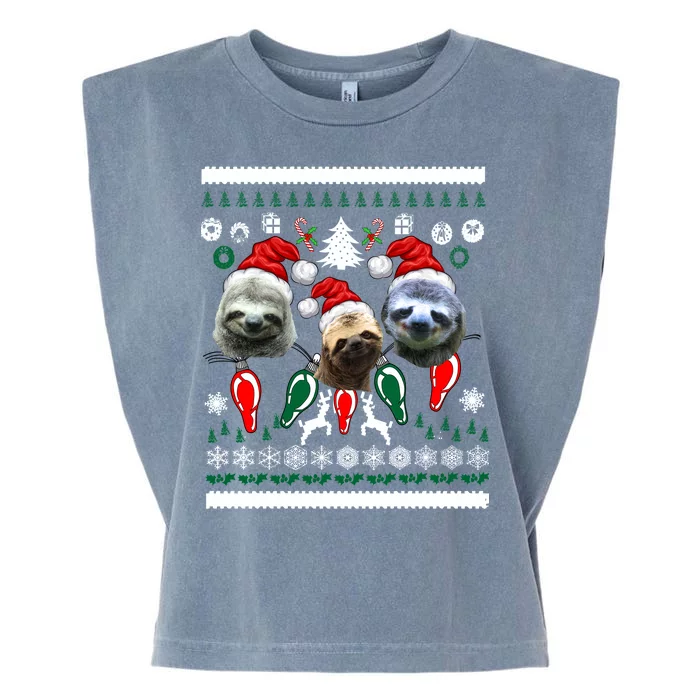 Ugly Sloth Christmas Sweater Garment-Dyed Women's Muscle Tee