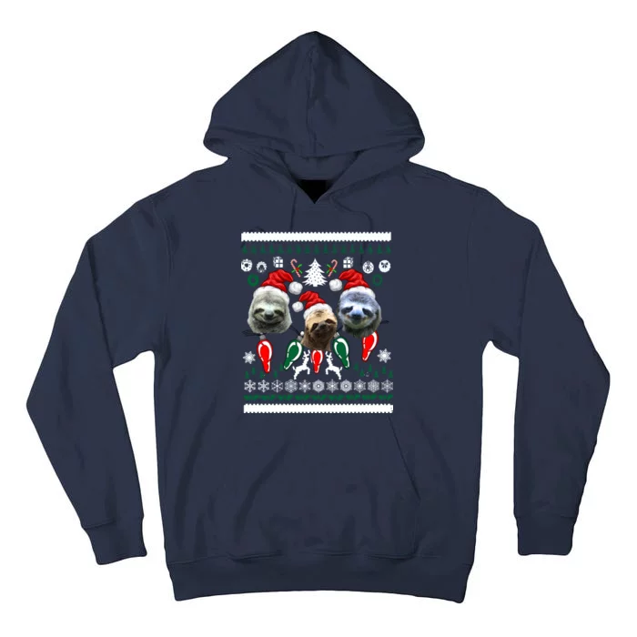 Ugly Sloth Christmas Sweater Tall Hoodie