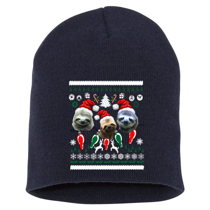 Ugly Sloth Christmas Sweater Short Acrylic Beanie