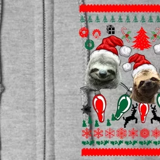 Ugly Sloth Christmas Sweater Full Zip Hoodie