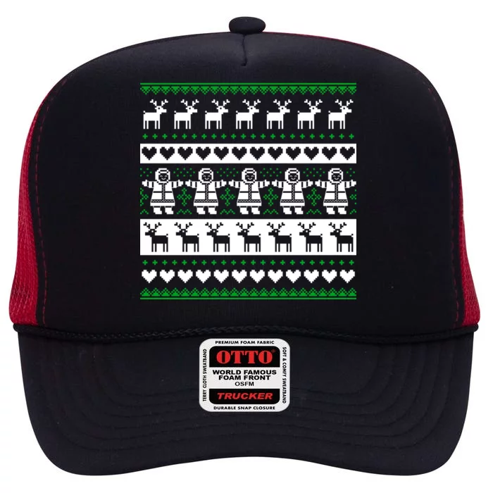 Ugly Snowman Christmas Sweater High Crown Mesh Trucker Hat