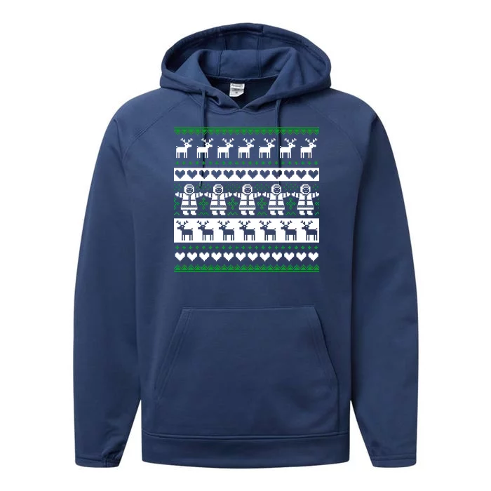 Ugly Snowman Christmas Sweater Performance Fleece Hoodie