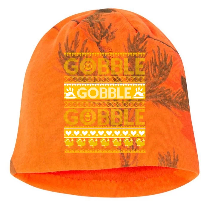 Ugly Thanksgiving Gobble Gobble Gobble Turkey Kati - Camo Knit Beanie