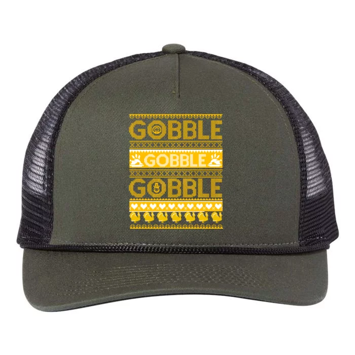 Ugly Thanksgiving Gobble Gobble Gobble Turkey Retro Rope Trucker Hat Cap