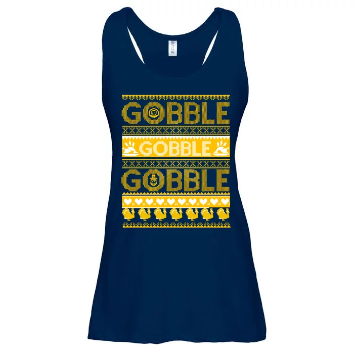 Ugly Thanksgiving Gobble Gobble Gobble Turkey Ladies Essential Flowy Tank