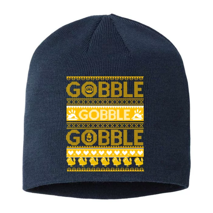 Ugly Thanksgiving Gobble Gobble Gobble Turkey 8 1/2in Sustainable Knit Beanie