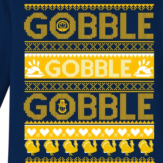 Ugly Thanksgiving Gobble Gobble Gobble Turkey Baby Long Sleeve Bodysuit