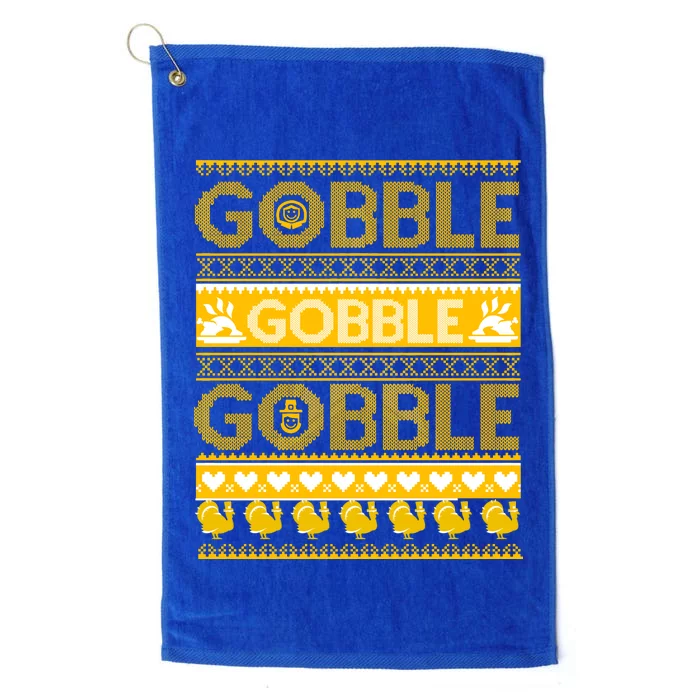 Ugly Thanksgiving Gobble Gobble Gobble Turkey Platinum Collection Golf Towel