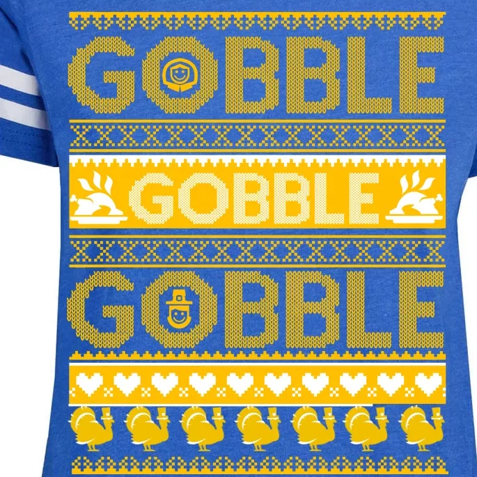 Ugly Thanksgiving Gobble Gobble Gobble Turkey Enza Ladies Jersey Football T-Shirt