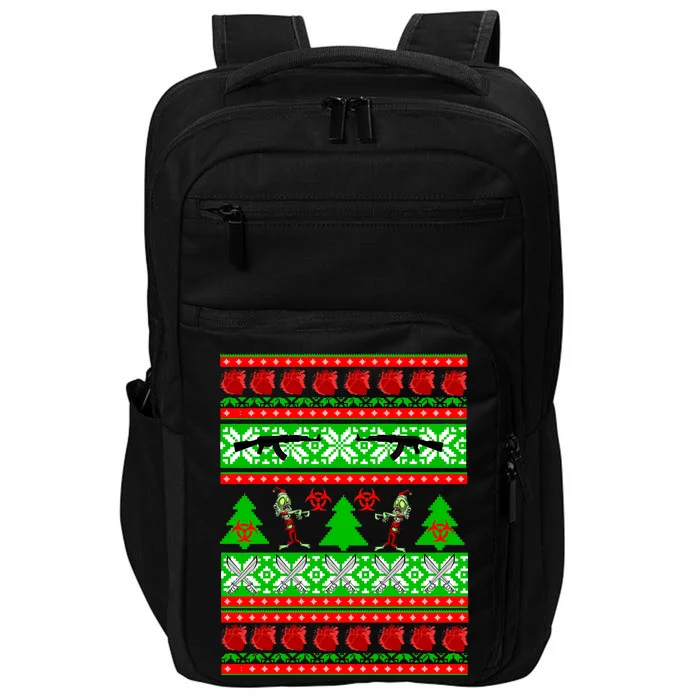 Ugly Zombie Apocalypse Christmas Sweater Impact Tech Backpack