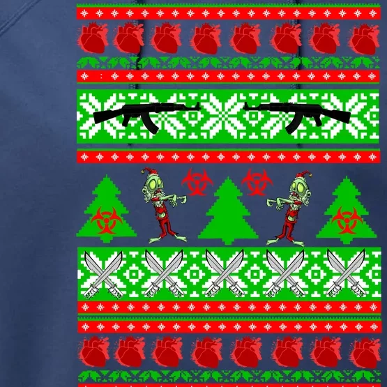 Ugly Zombie Apocalypse Christmas Sweater Performance Fleece Hoodie