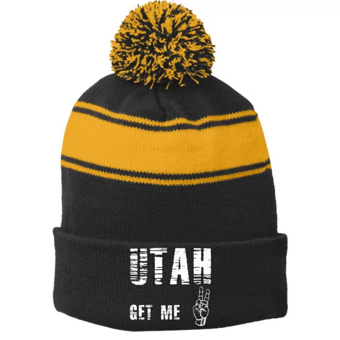 Utah Get Me 2 Stripe Pom Pom Beanie