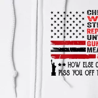 Unvaxxed Gun Owner And Christian White Straight Republican Full Zip Hoodie