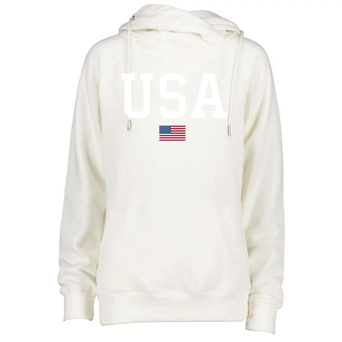 Usa Gift Patriotic American Flag July 4th Gift Womens Funnel Neck Pullover Hood