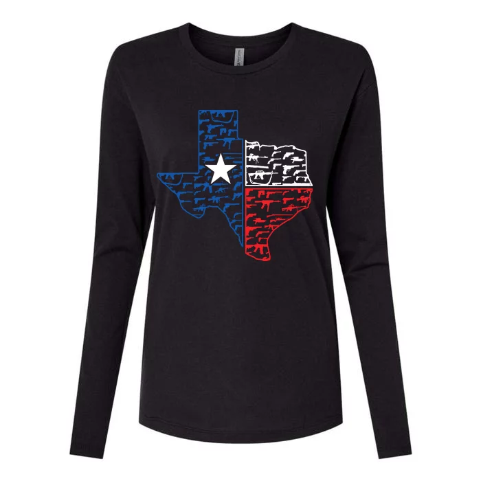 Usa Guns Patriotic Texan America Texas Womens Cotton Relaxed Long Sleeve T-Shirt