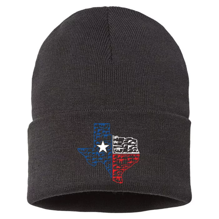 Usa Guns Patriotic Texan America Texas Sustainable Knit Beanie