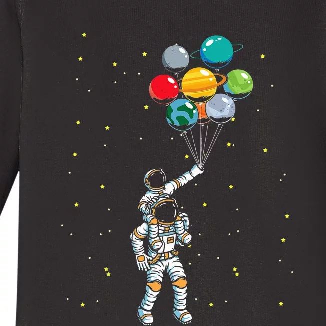 Universe Galaxy Space Planets Balloons Astronaut Baby Long Sleeve Bodysuit