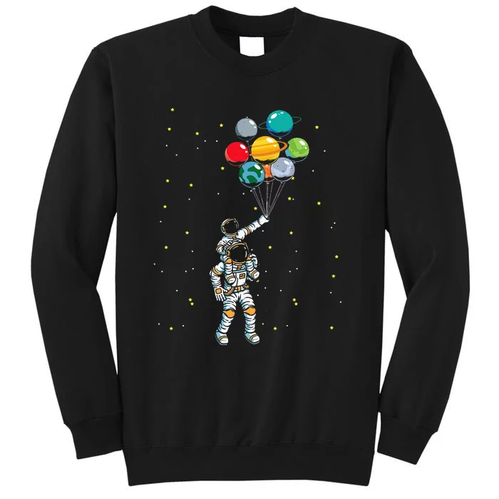 Universe Galaxy Space Planets Balloons Astronaut Tall Sweatshirt