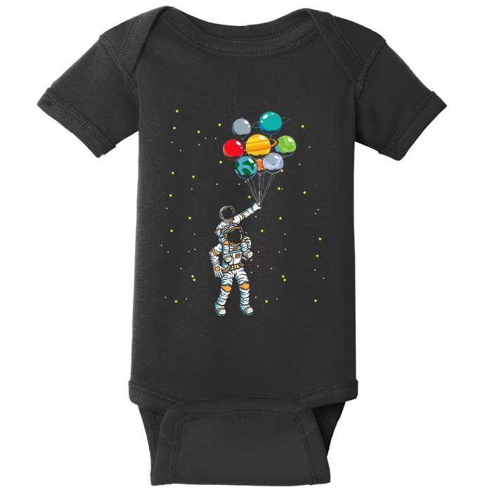 Universe Galaxy Space Planets Balloons Astronaut Baby Bodysuit