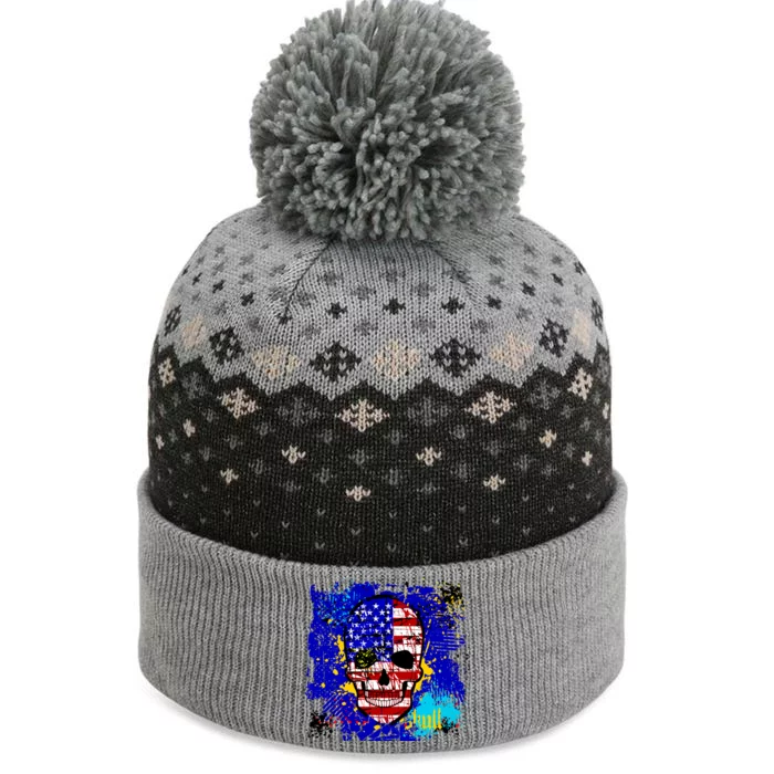 USA Grunge Skull The Baniff Cuffed Pom Beanie