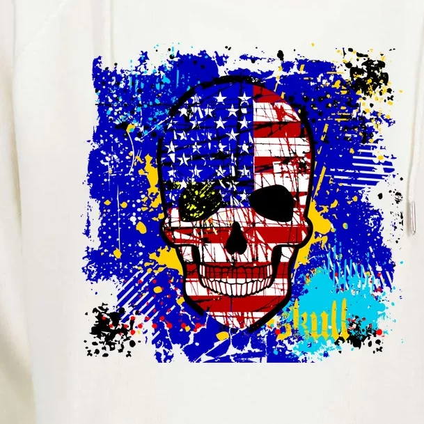 USA Grunge Skull Womens Funnel Neck Pullover Hood