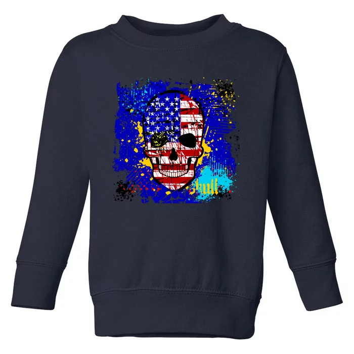 USA Grunge Skull Toddler Sweatshirt