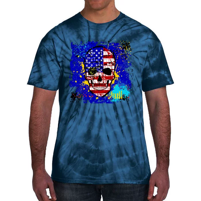 USA Grunge Skull Tie-Dye T-Shirt