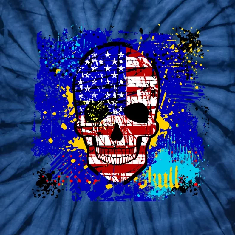 USA Grunge Skull Tie-Dye T-Shirt