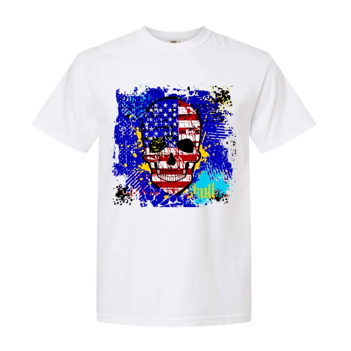 USA Grunge Skull Garment-Dyed Heavyweight T-Shirt