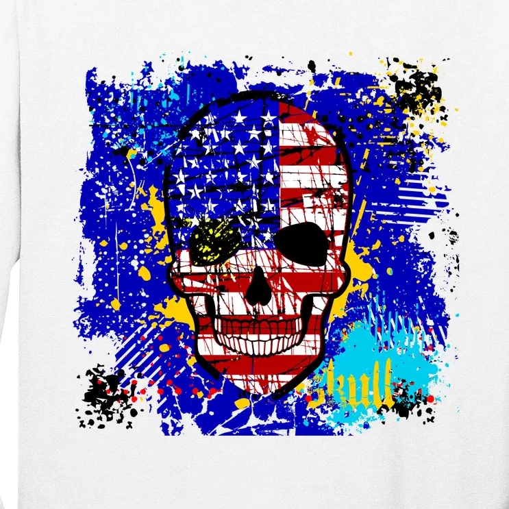 USA Grunge Skull Long Sleeve Shirt