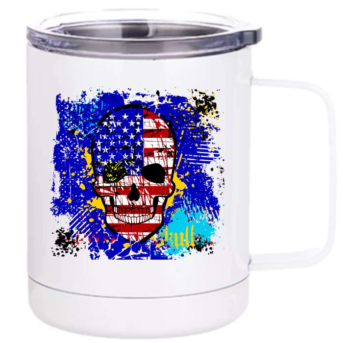 USA Grunge Skull Front & Back 12oz Stainless Steel Tumbler Cup