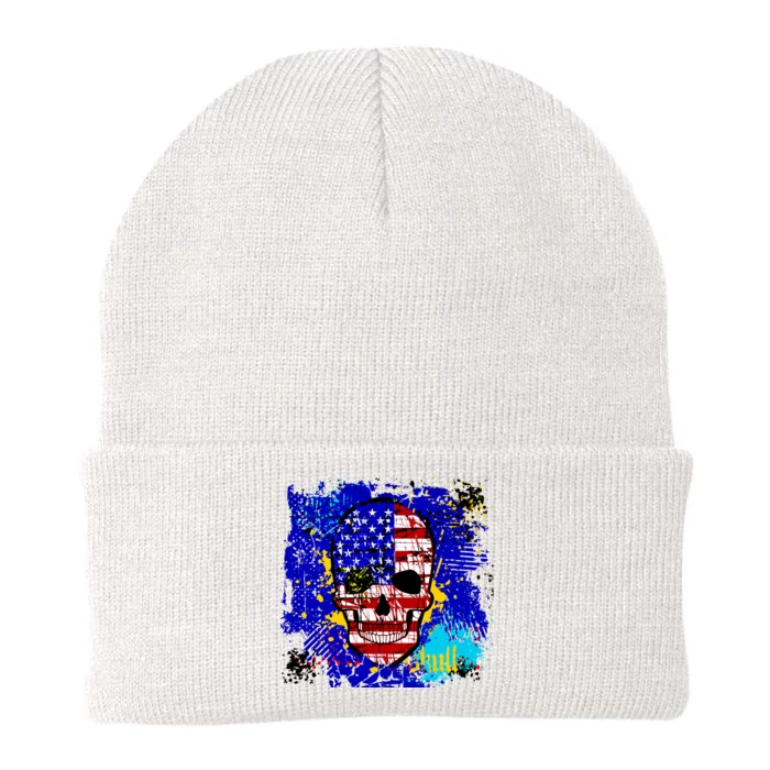 USA Grunge Skull Knit Cap Winter Beanie