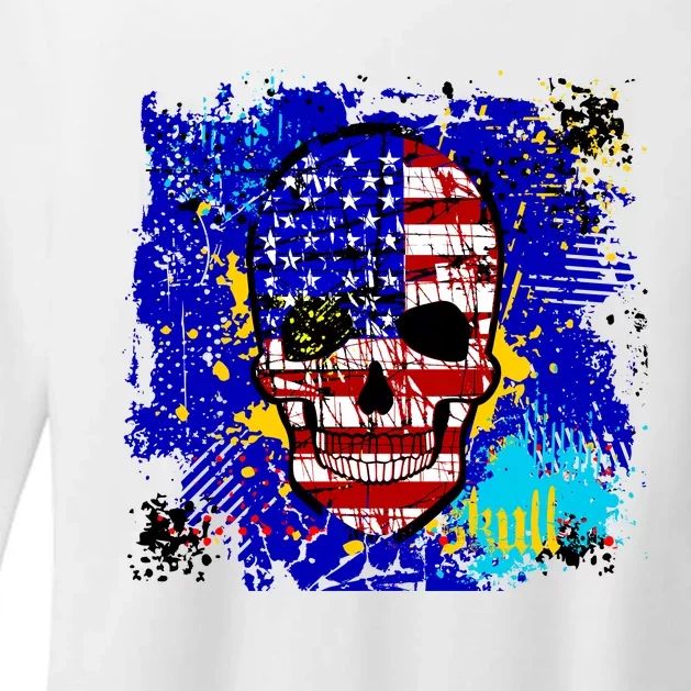 USA Grunge Skull Womens CVC Long Sleeve Shirt