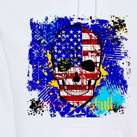 USA Grunge Skull Premium Hoodie