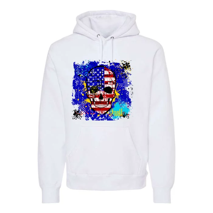 USA Grunge Skull Premium Hoodie