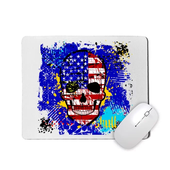 USA Grunge Skull Mousepad