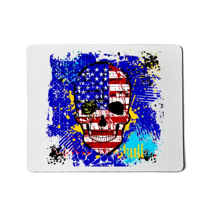 USA Grunge Skull Mousepad