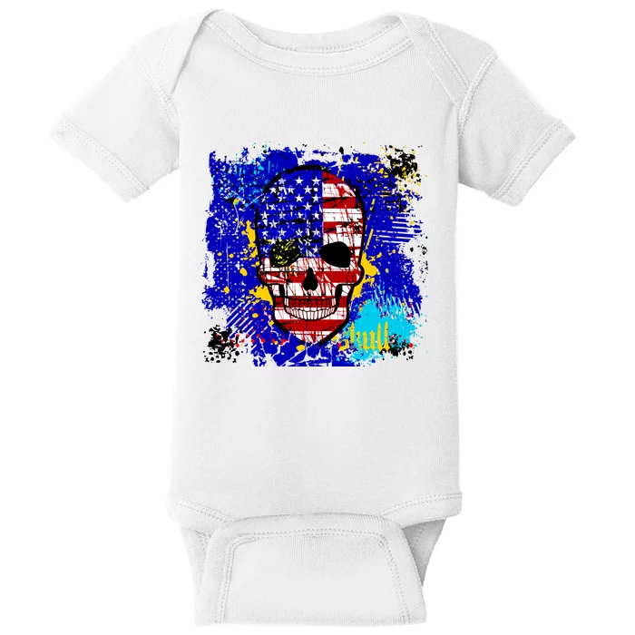 USA Grunge Skull Baby Bodysuit