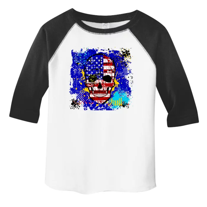 USA Grunge Skull Toddler Fine Jersey T-Shirt