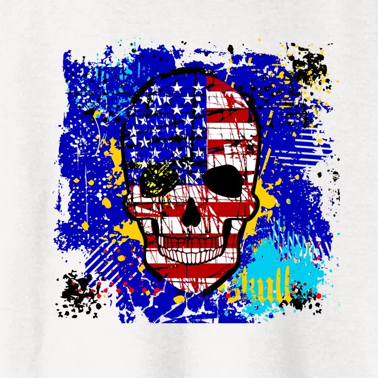 USA Grunge Skull Women's Crop Top Tee