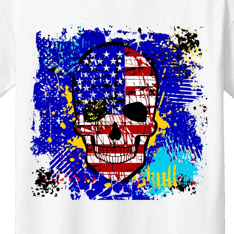 USA Grunge Skull Kids T-Shirt