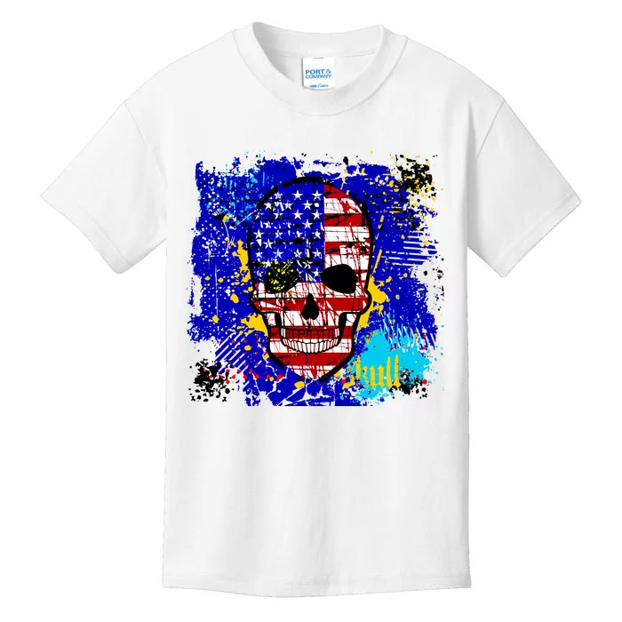 USA Grunge Skull Kids T-Shirt