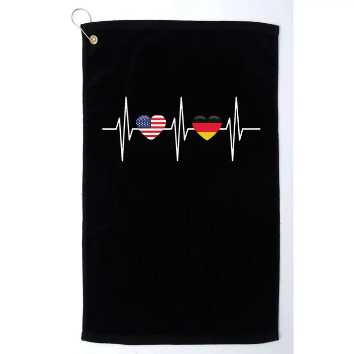 USA Germany Shirts Heartbeat America German Flag Heart Platinum Collection Golf Towel