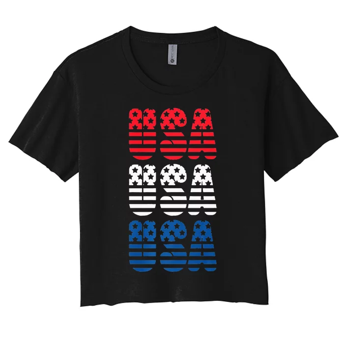 USA Graphic Tee Premium Women's Crop Top Tee