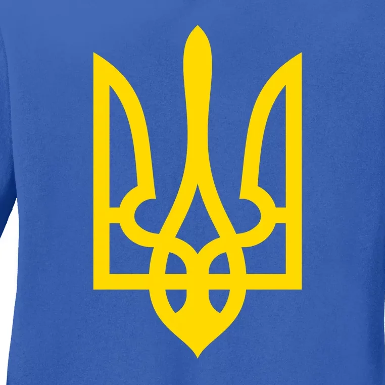 Ukraine Golden Trident Stand With Ukraine Pride Ladies Long Sleeve Shirt