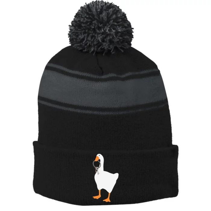 Untitled Goose Stripe Pom Pom Beanie