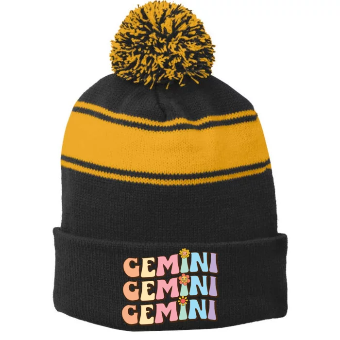 Untitled Gemini Stripe Pom Pom Beanie