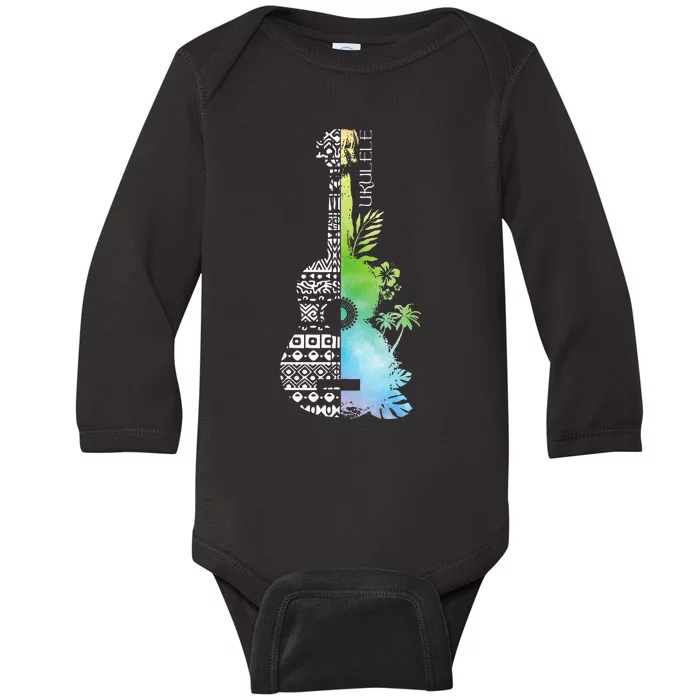 Ukulele Guitar Ukulelist Guitarist Musical Instrument Baby Long Sleeve Bodysuit